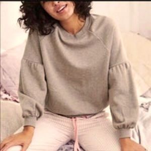 Aerie Beige Puff Sleeve Crewneck size Small